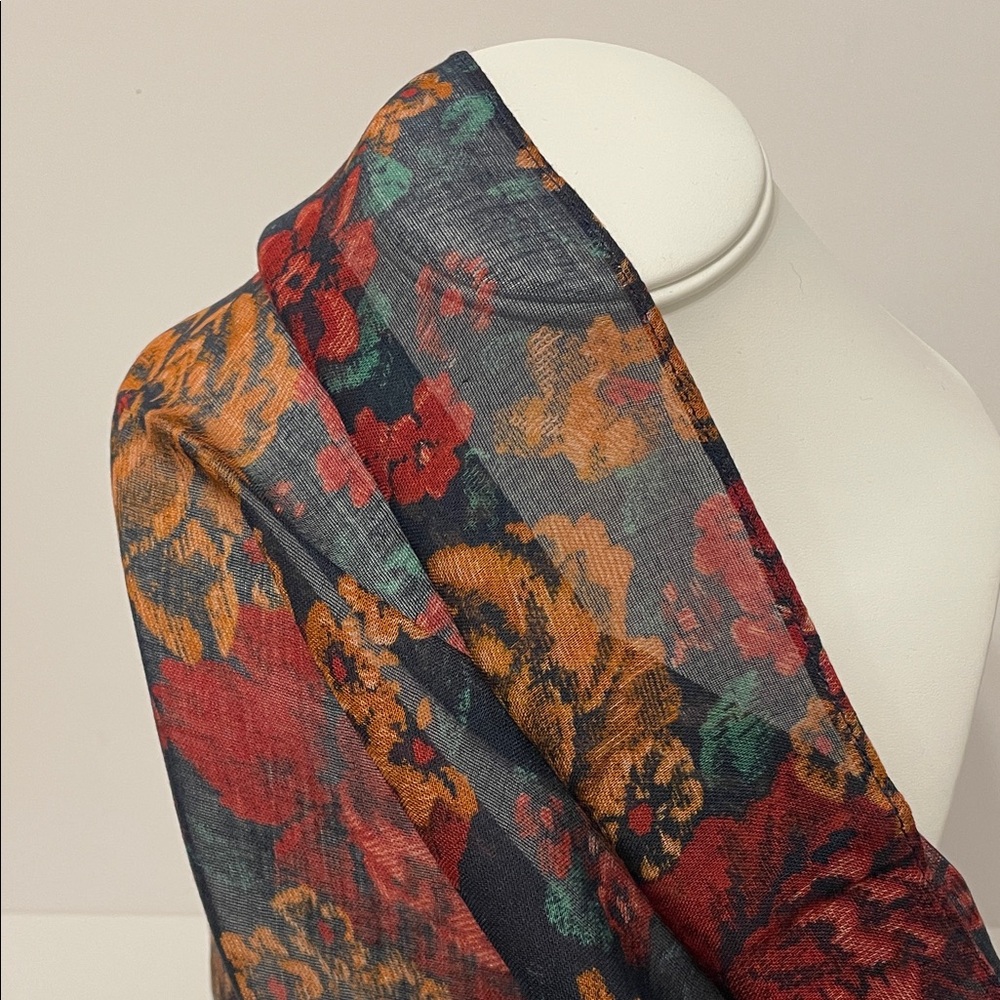 Patricia Nash Floral Shear Tapestry Scarf - Red, Blue, Gold - Picture 2 of 15